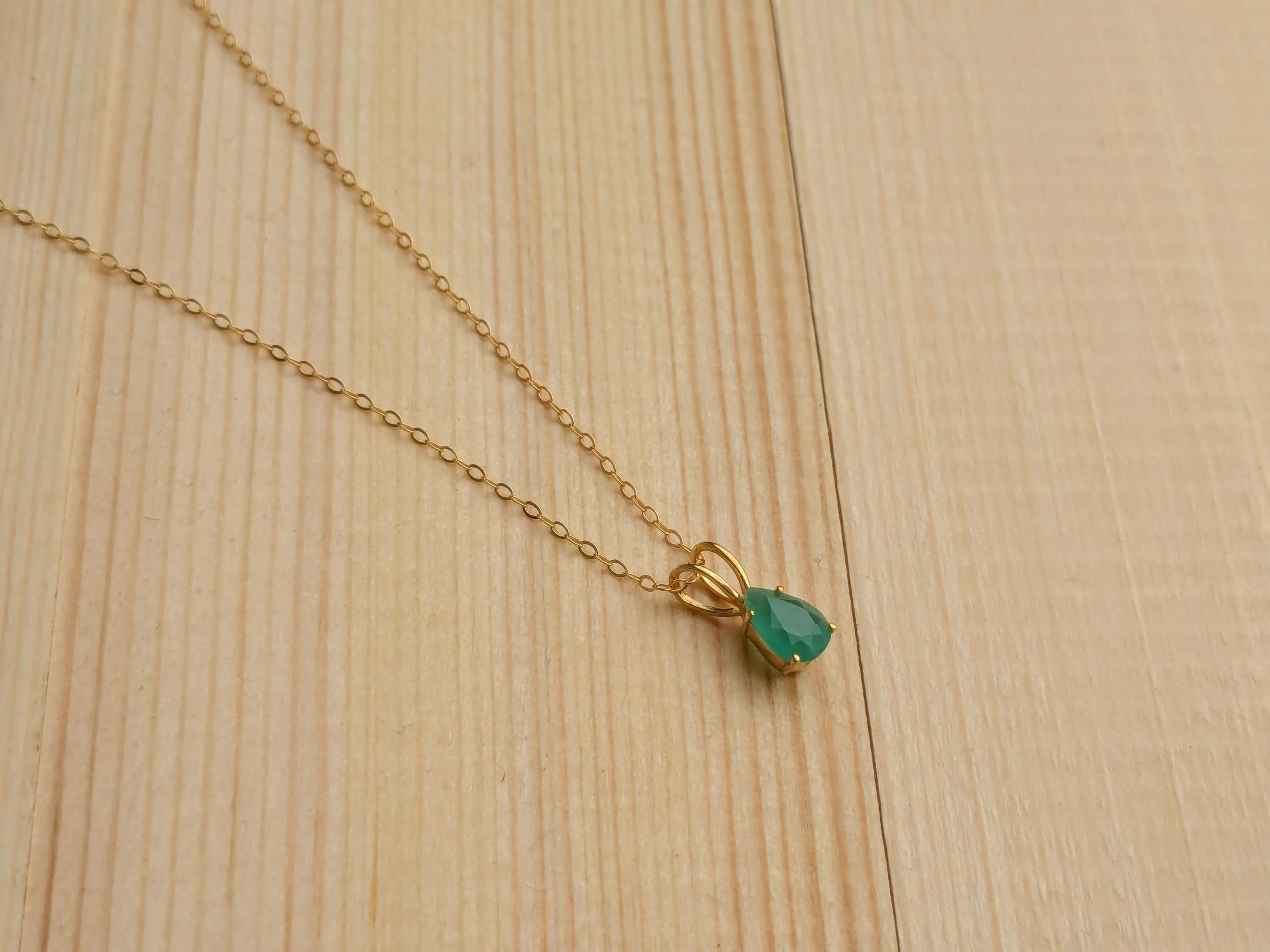 14k Gold Filled Genuine Emerald Necklace | | Wiccan Center