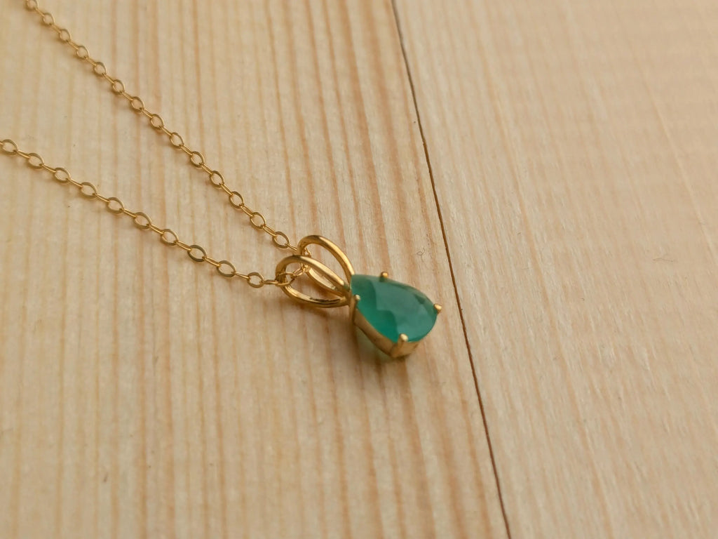 14k Gold Filled Genuine Emerald Necklace | | Wiccan Center