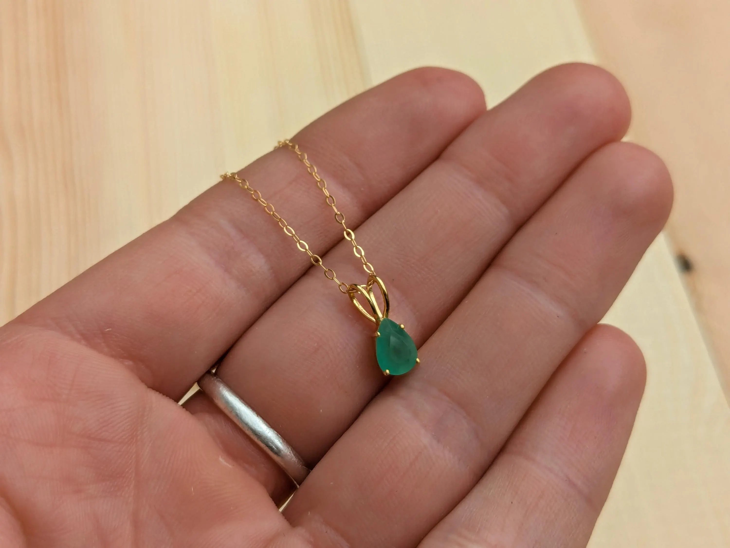 14k Gold Filled Genuine Emerald Necklace | | Wiccan Center