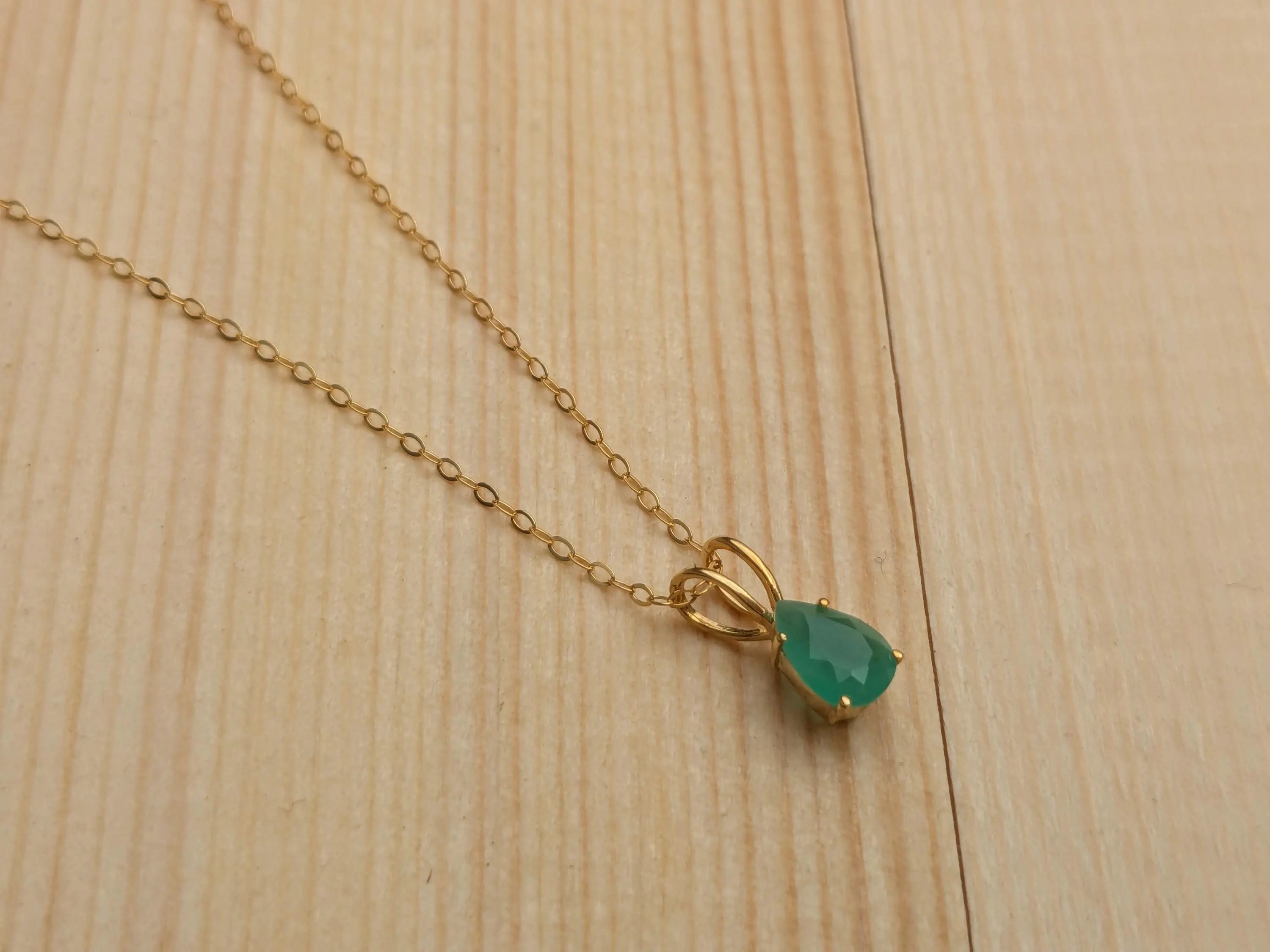 14k Gold Filled Genuine Emerald Necklace | | Wiccan Center