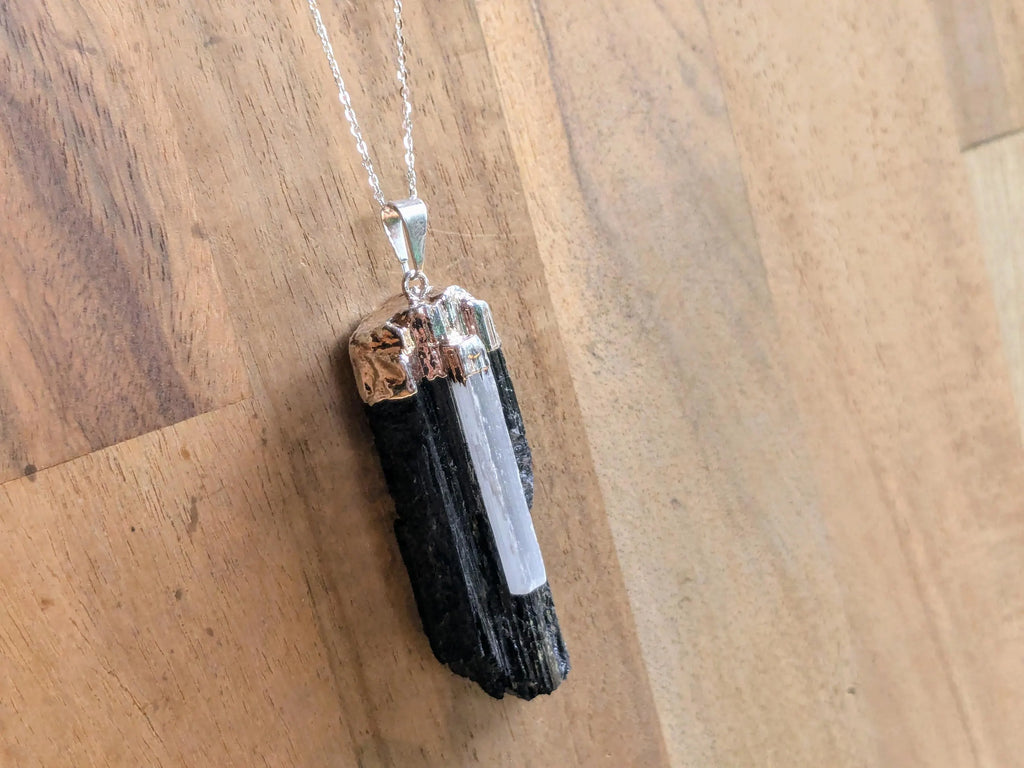 Black Tourmaline + Selenite Necklace | | Wiccan Center
