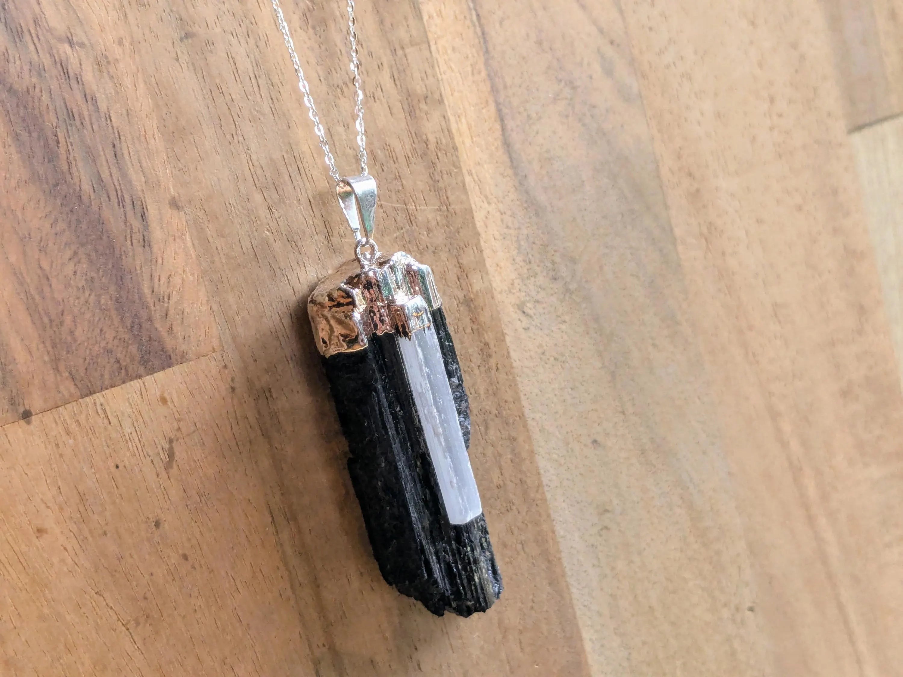 Black Tourmaline + Selenite Necklace | | Wiccan Center