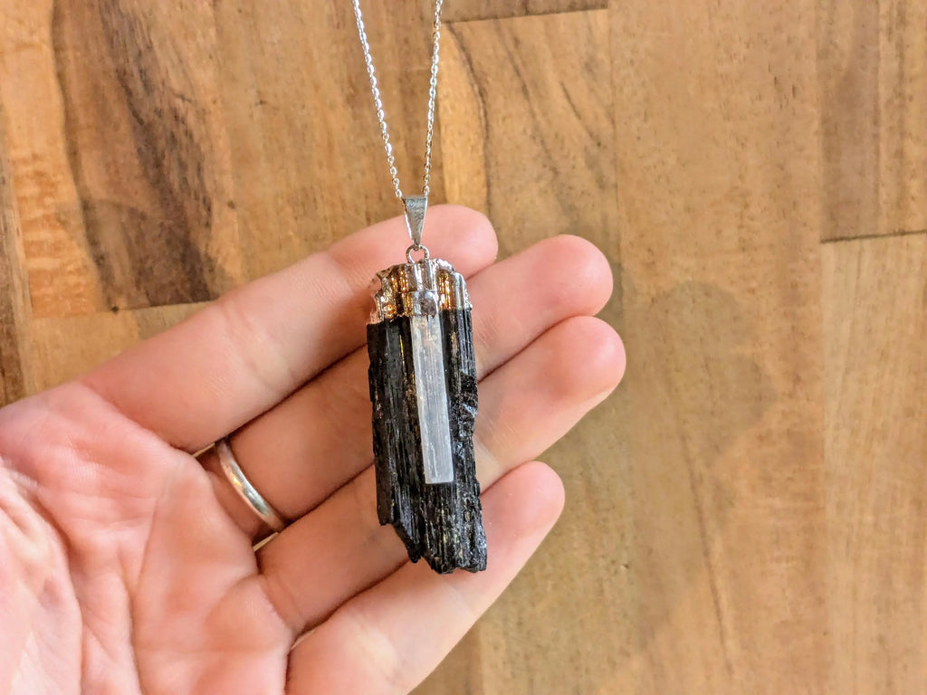 Black Tourmaline + Selenite Necklace | | Wiccan Center