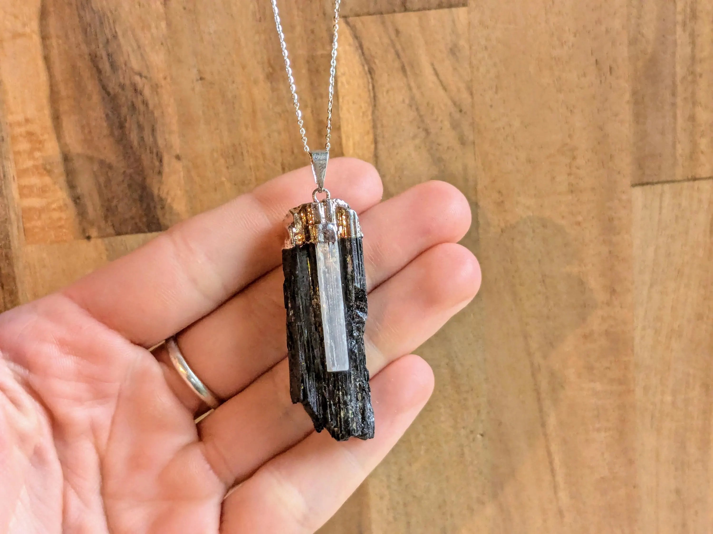 Black Tourmaline + Selenite Necklace | | Wiccan Center