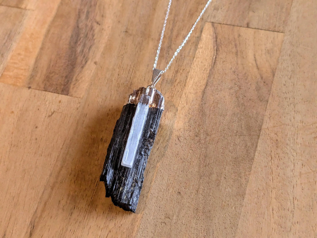 Black Tourmaline + Selenite Necklace | | Wiccan Center