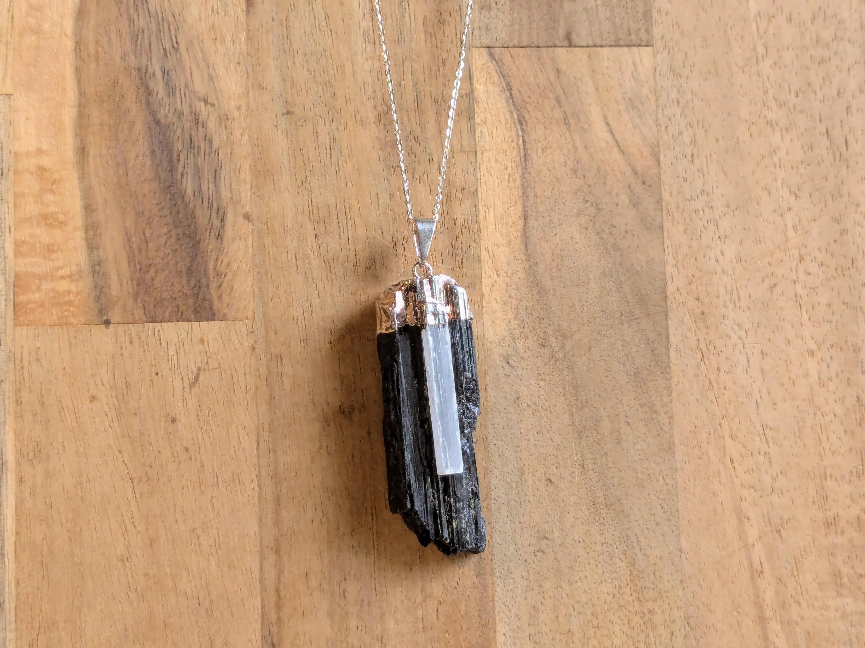 Black Tourmaline + Selenite Necklace | | Wiccan Center