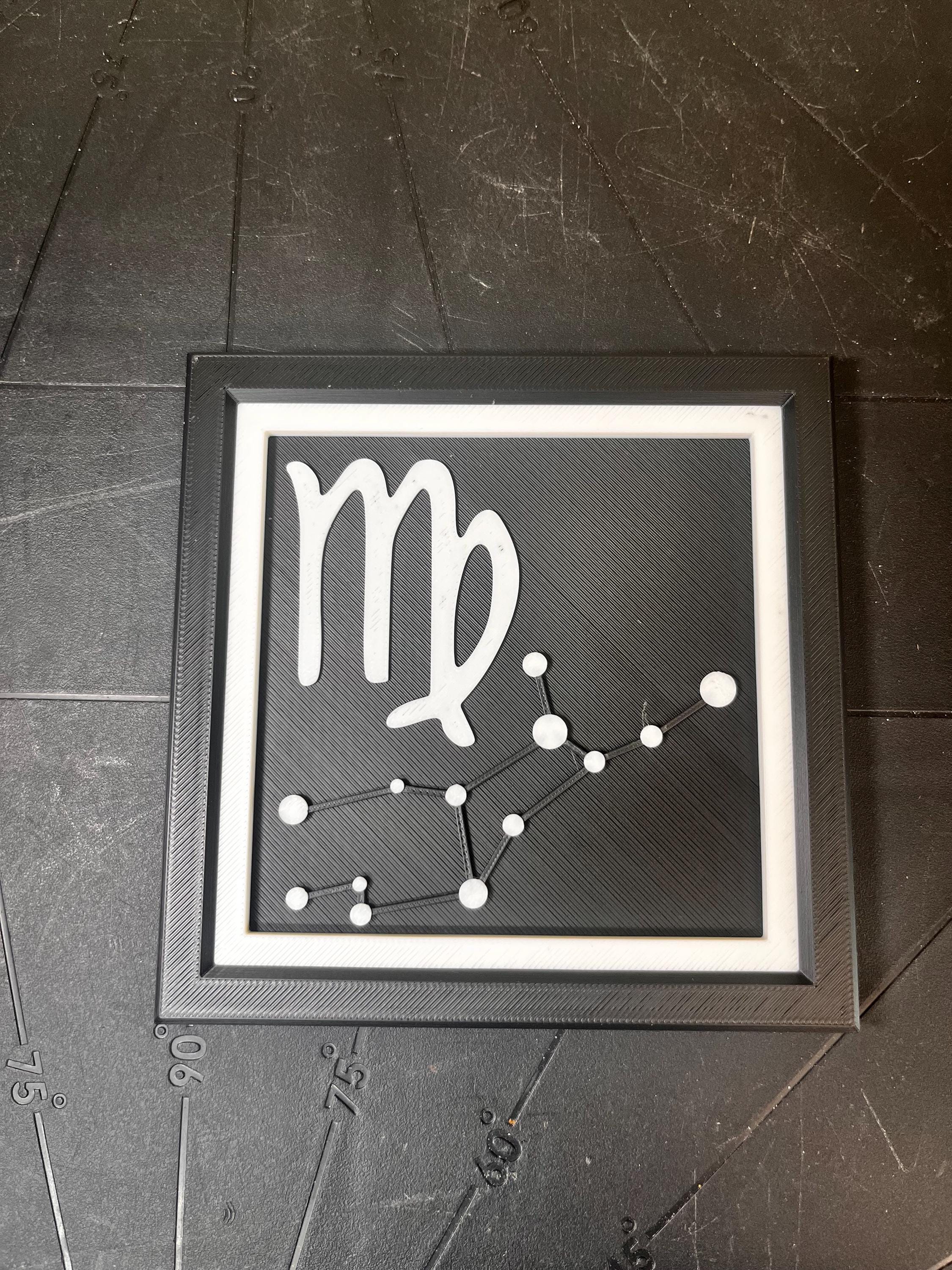 Virgo Constellation Wall Art - 3D Printed Zodiac Symbol Relief Decor | | Wiccan Center