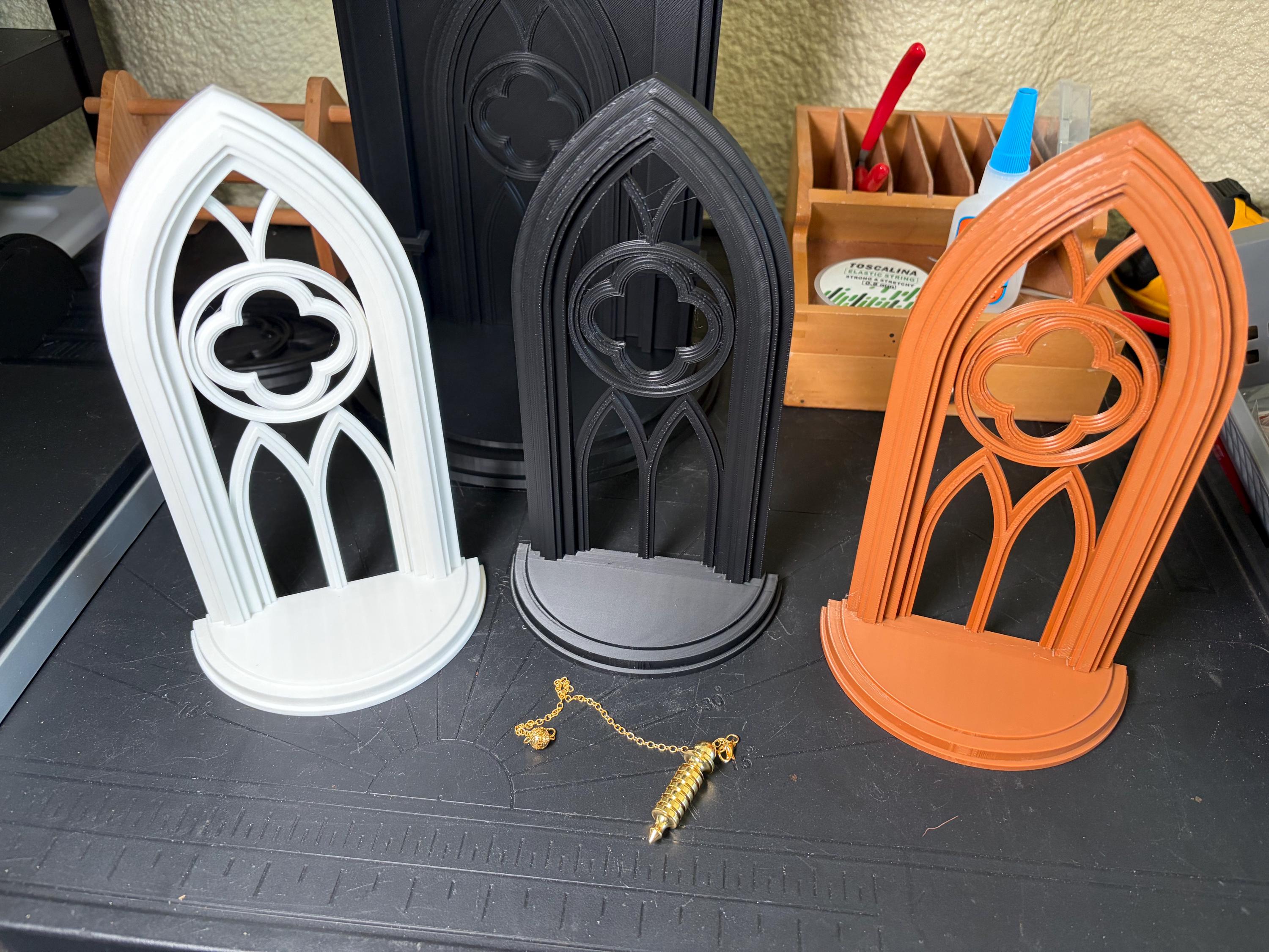 Gothic Arch Wall Art Display Stand- 3D Printed Goth Relief Decor | | Wiccan Center
