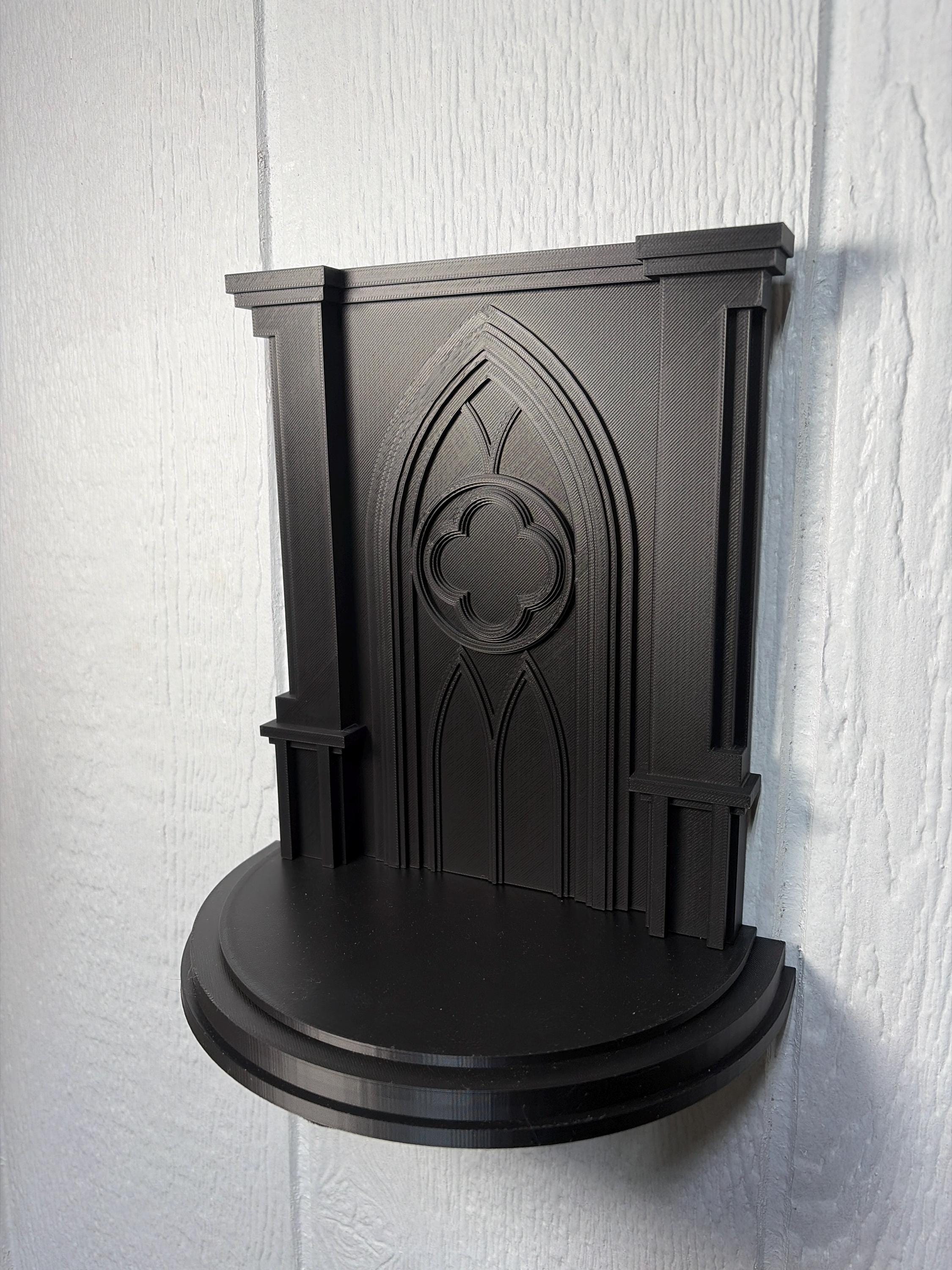 Gothic Altar and Ceremonial Shelf - 3D Printed Goth Relief Decor | | Wiccan Center