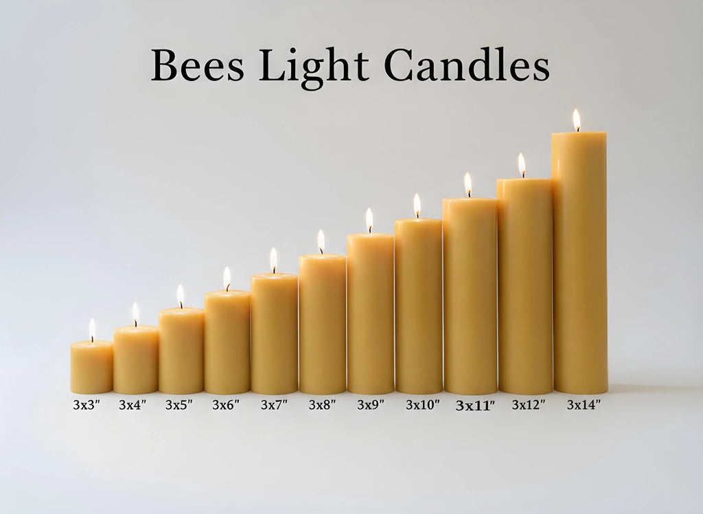Candle Symphony 11 Piece Yellow-Beeswax Pillar Set 3-Inch Diameter | Candles | Wiccan Center