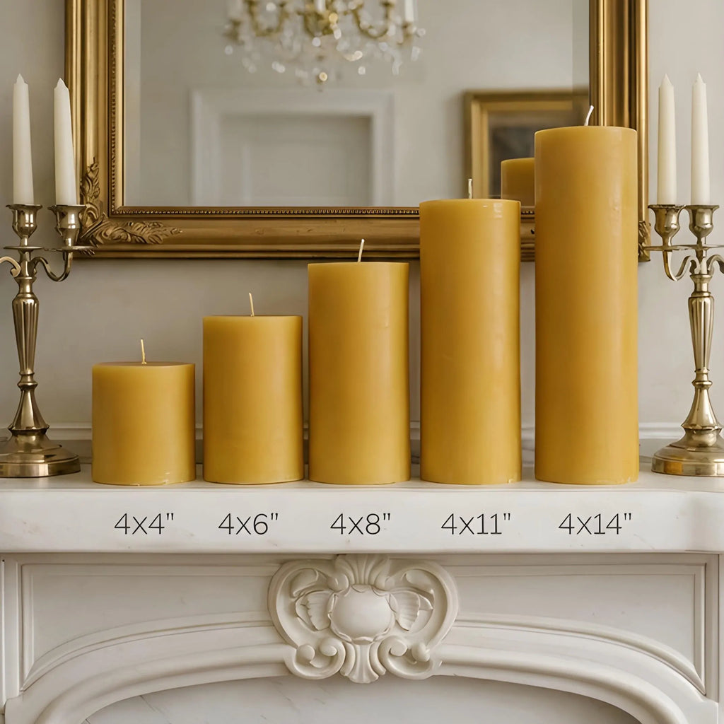 4x8 Inch Yellow Beeswax Pillar Candle | Pillar Candles | Wiccan Center