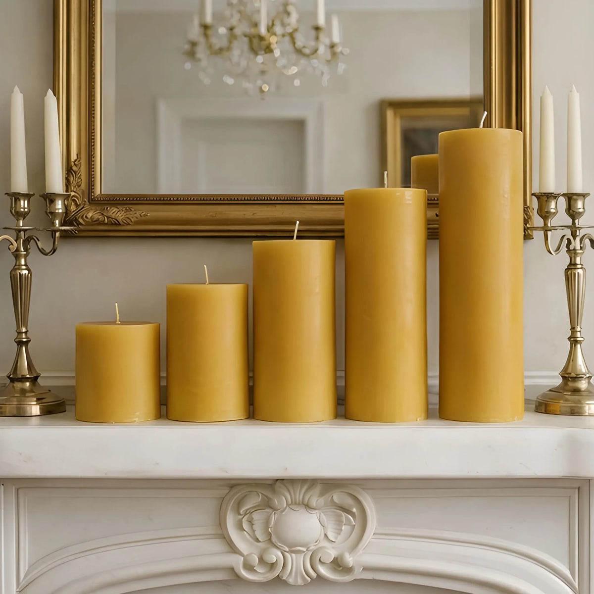 4 Inch Wide Yellow Beeswax Pillar Candles | Candles | Wiccan Center