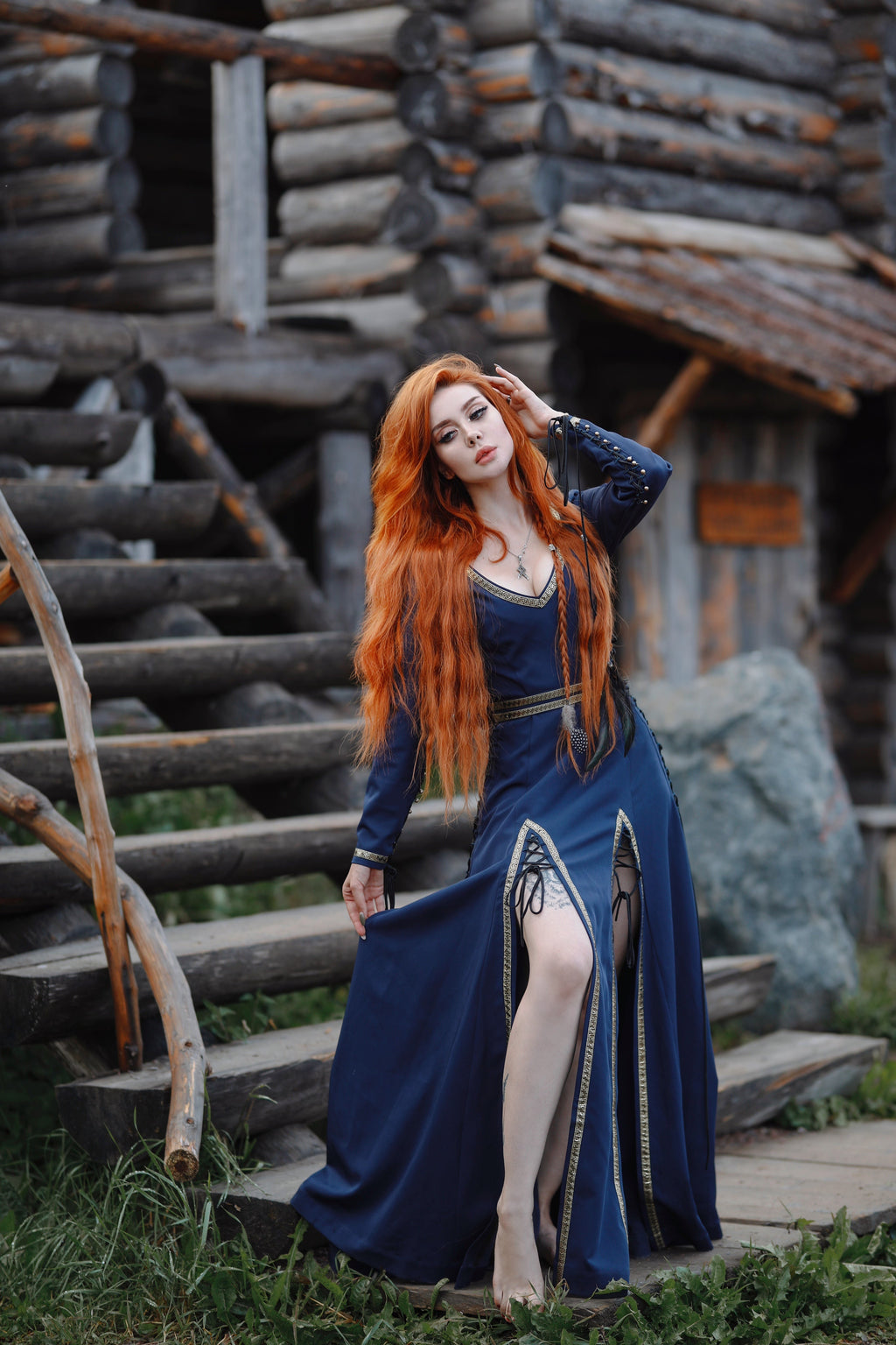 Elegant Lace-Up Beige Dres | dress | Wiccan Center