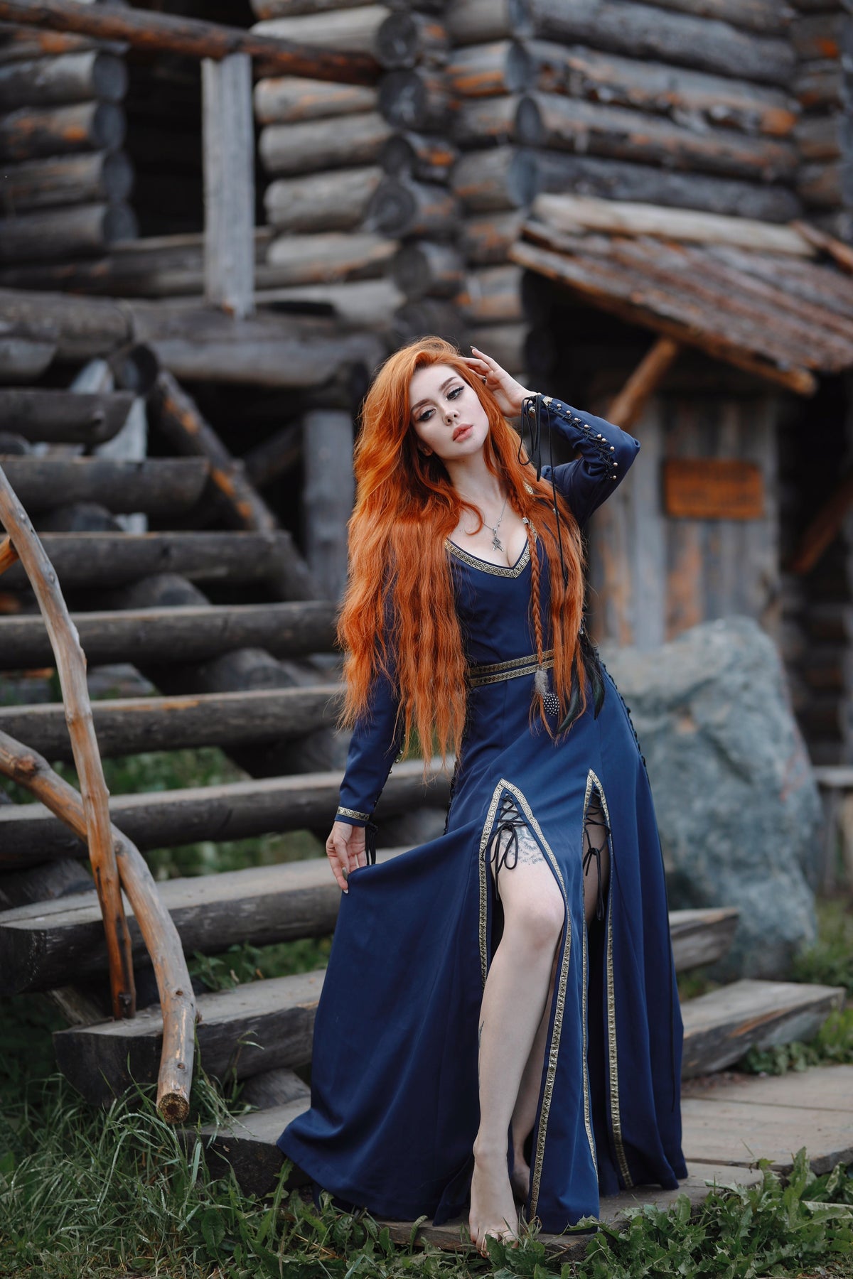 Elegant Lace-Up Beige Dres | dress | Wiccan Center