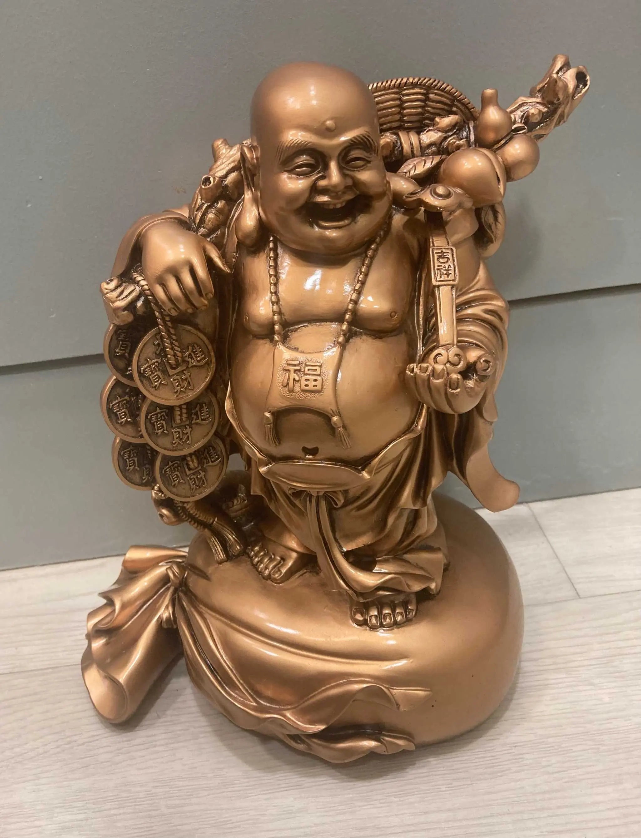 Bronze Laughing Fortune Buddha | Statues and Figurines | Wiccan Center
