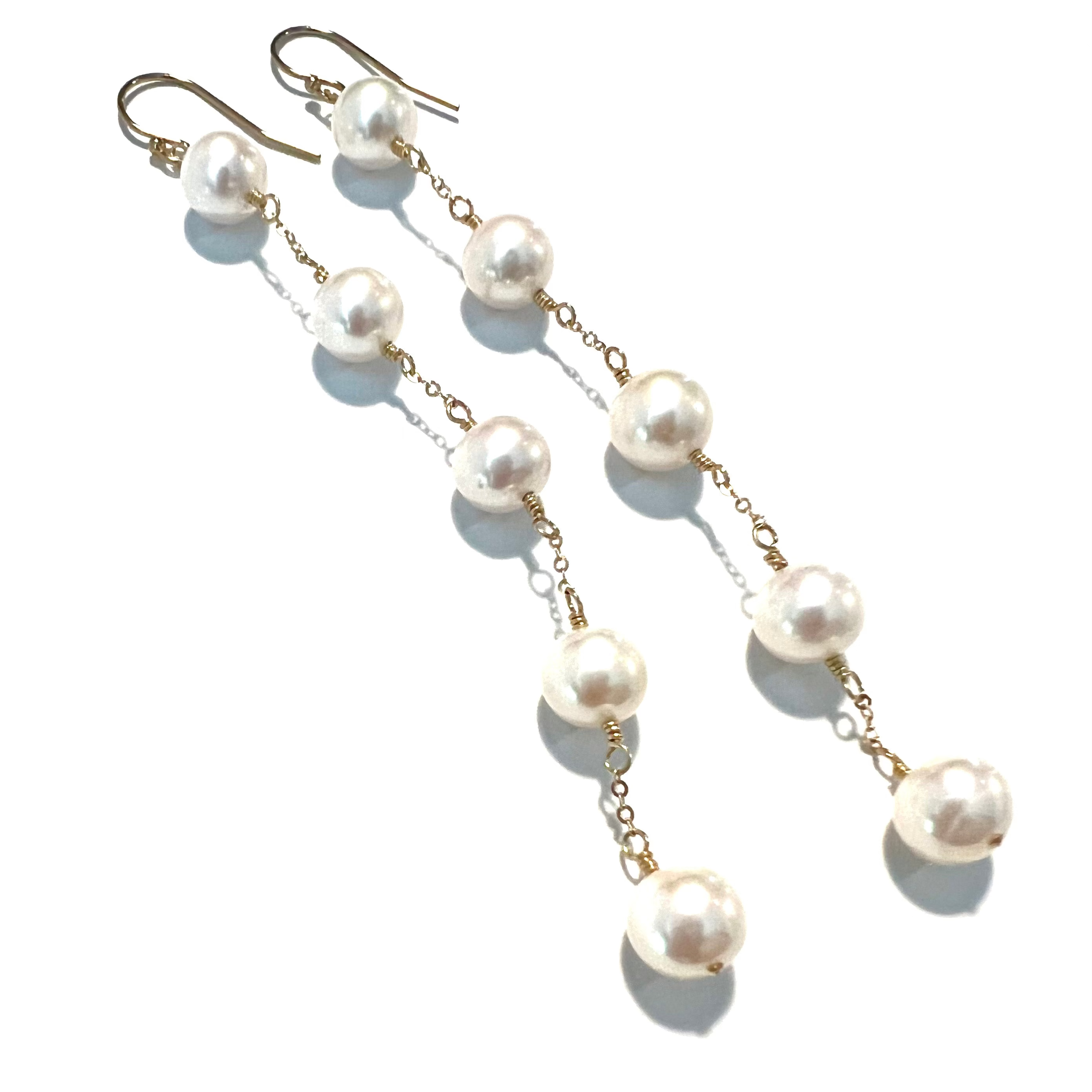 3, 4 or 5 Pearl spacer earrings