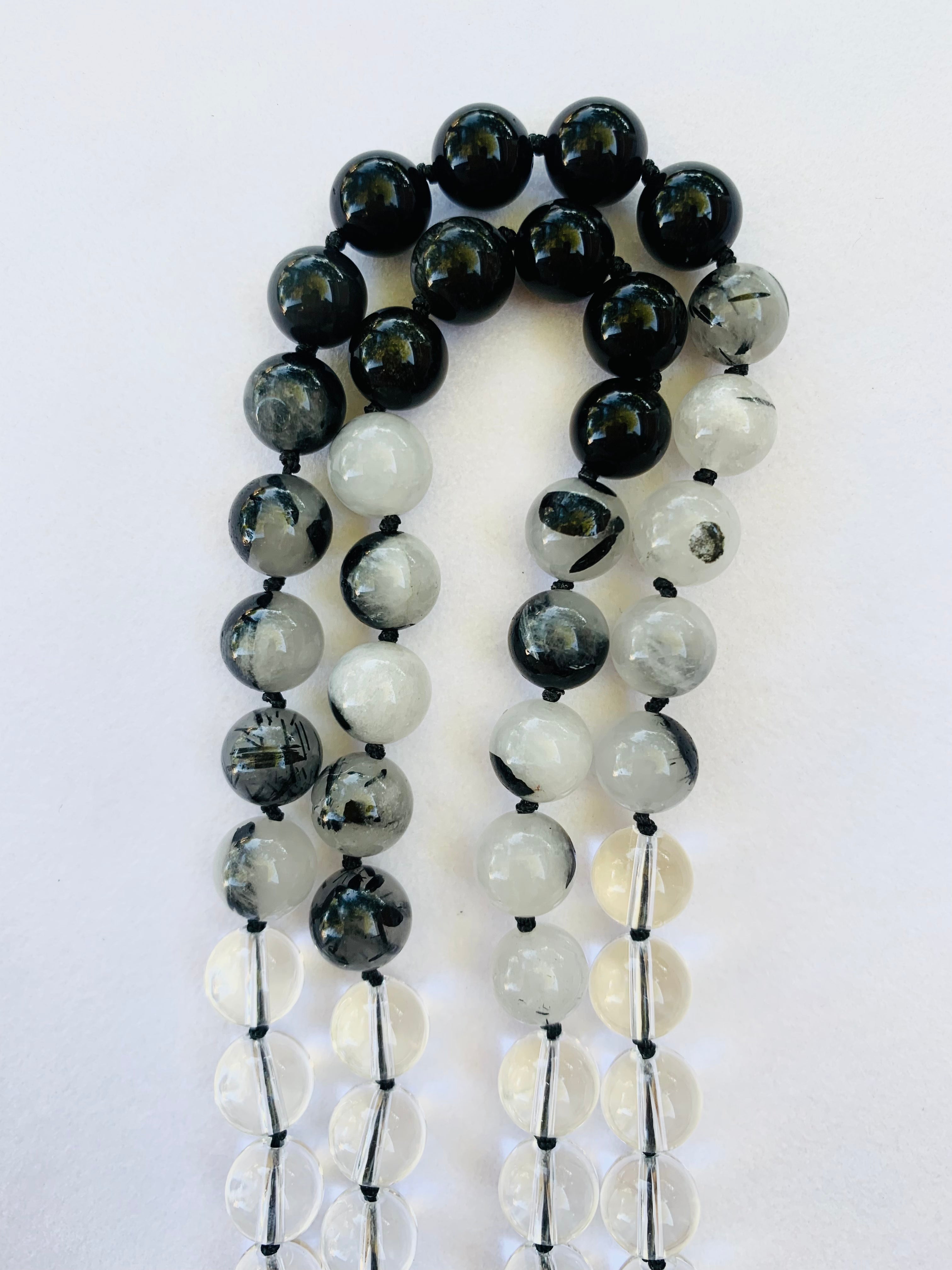 Theia Mala - Clarity - Rainbow Sheen Obsidian, Tourmalated Quartz, Clear Quartz | | Wiccan Center