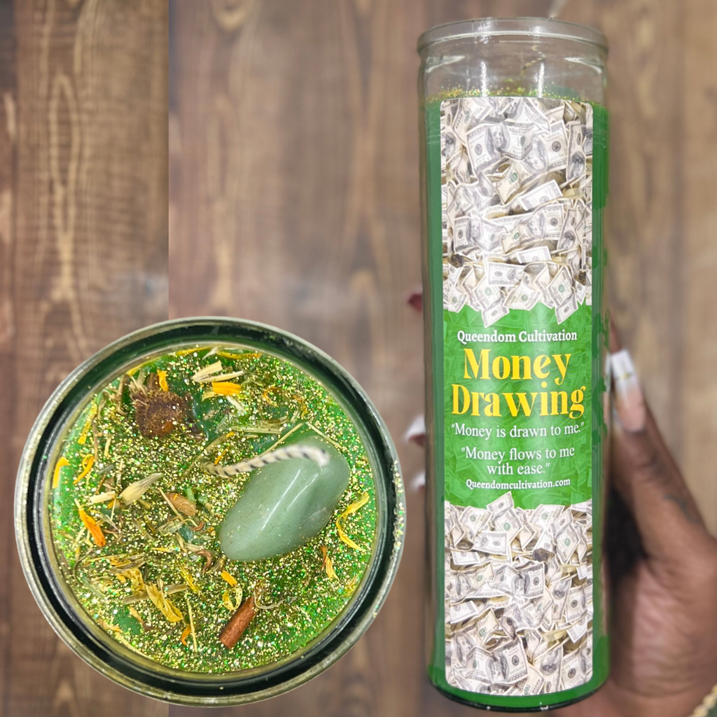 Money Drawing Crystal intention Candle | Candles | Wiccan Center