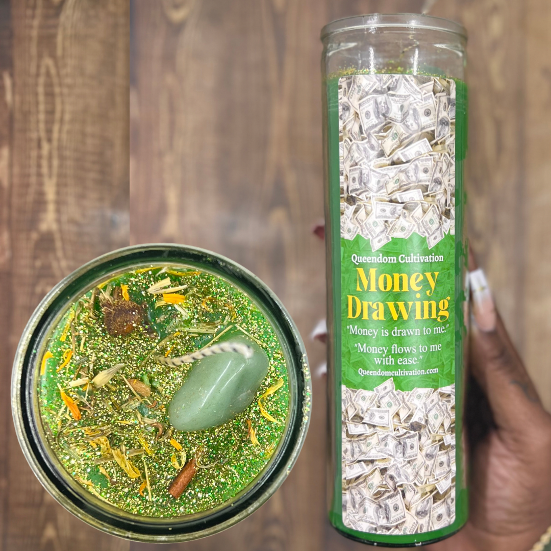 Money Drawing Crystal intention Candle | Candles | Wiccan Center