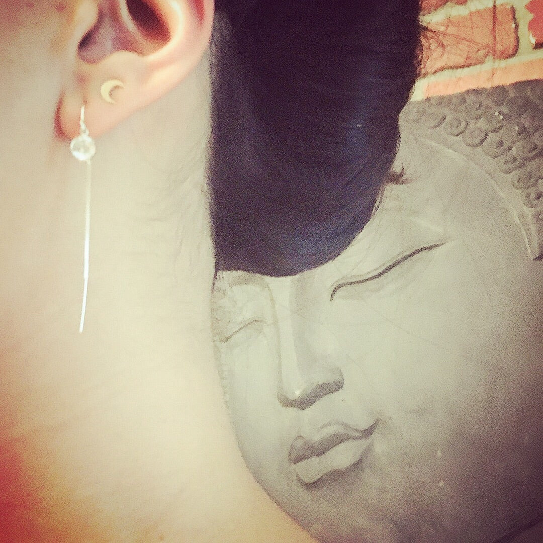 Rhinestone “Diamond” circle thread earrings