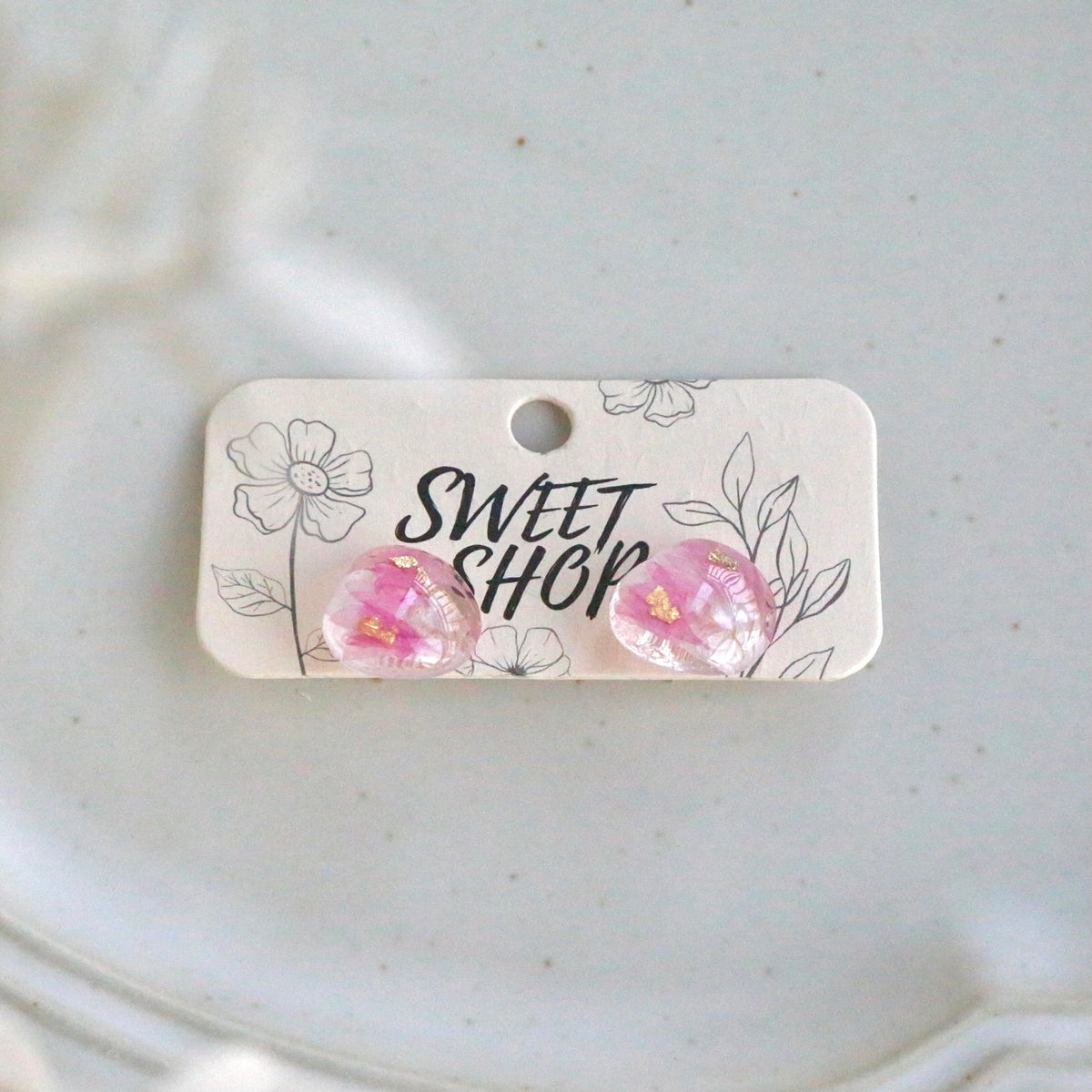 Real Flower Resin Stud Earrings