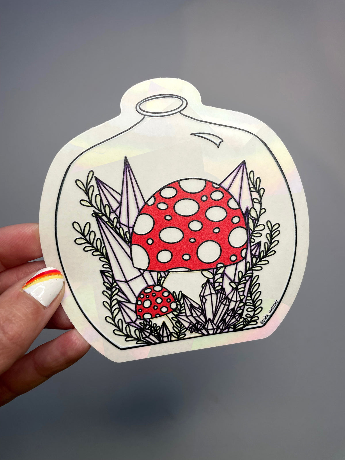 Mushrooms in Jar Rainbow Prism Window Decal