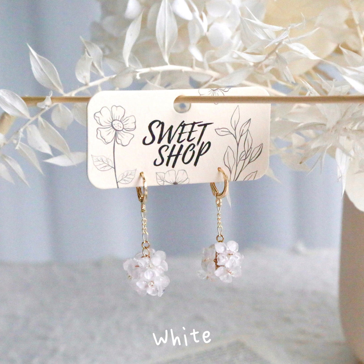 SALE - Hydrangea Hoop Earrings