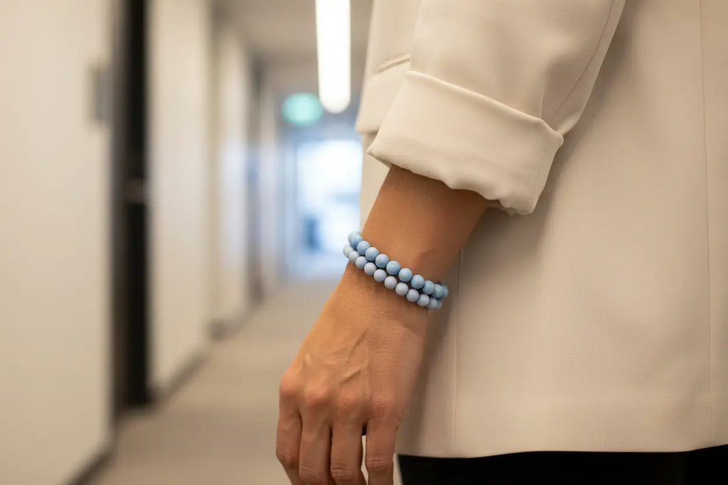Blue Coral Round Bead Bracelet - Diplomatic Calm | Bracelets | Wiccan Center