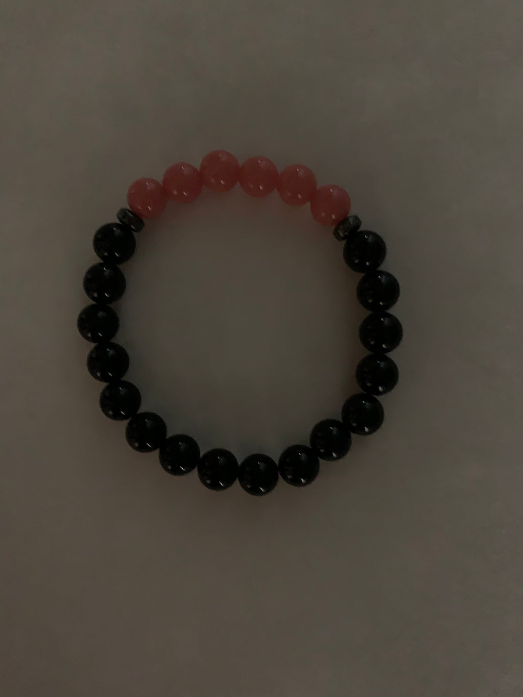 Aragonite Coral with Onyx Bracelet 8 mm Round Beads - Naturally Glows in the Dark | Bracelets | Wiccan Center
