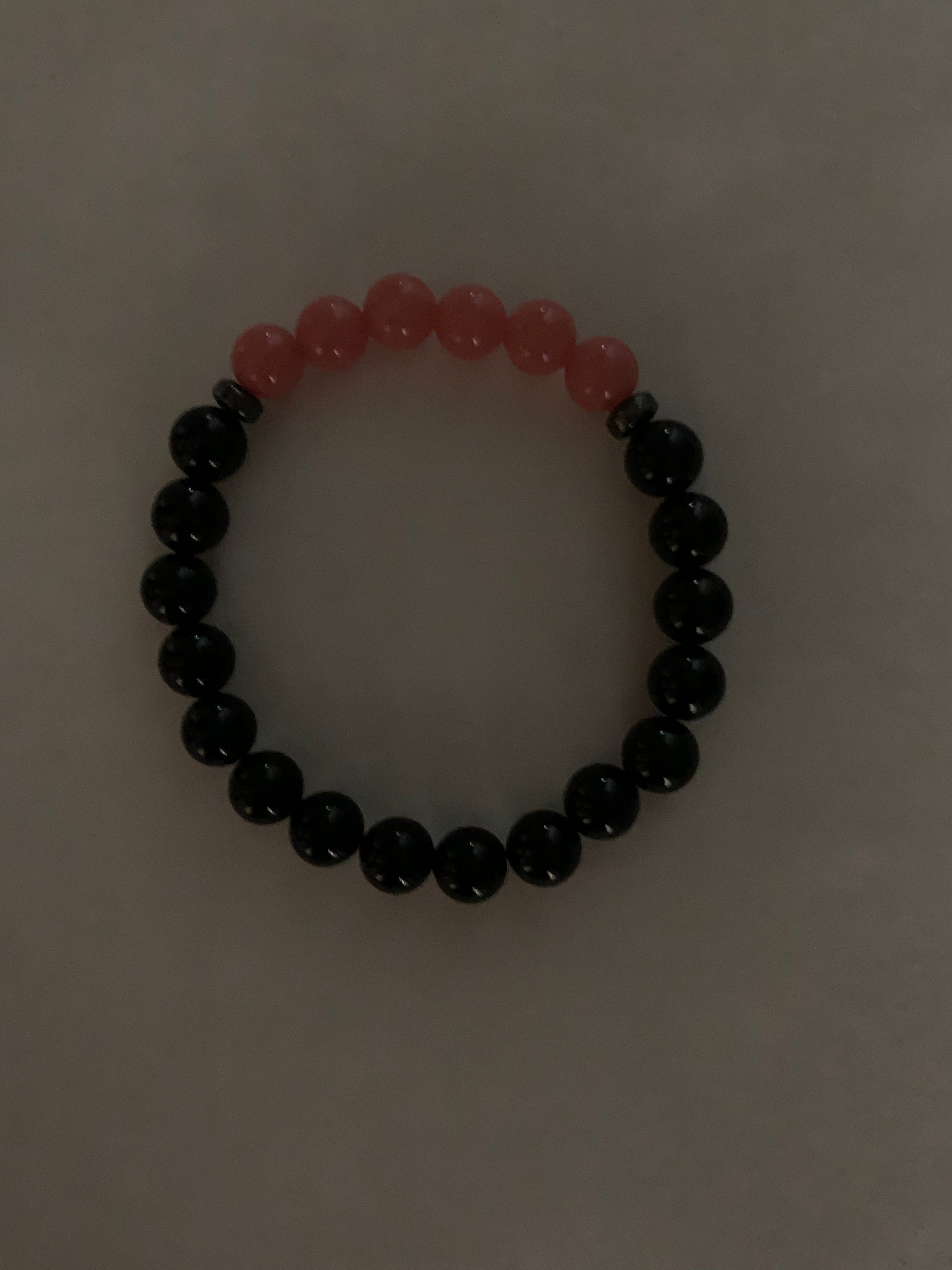 Aragonite Coral with Onyx Bracelet 8 mm Round Beads - Naturally Glows in the Dark | Bracelets | Wiccan Center