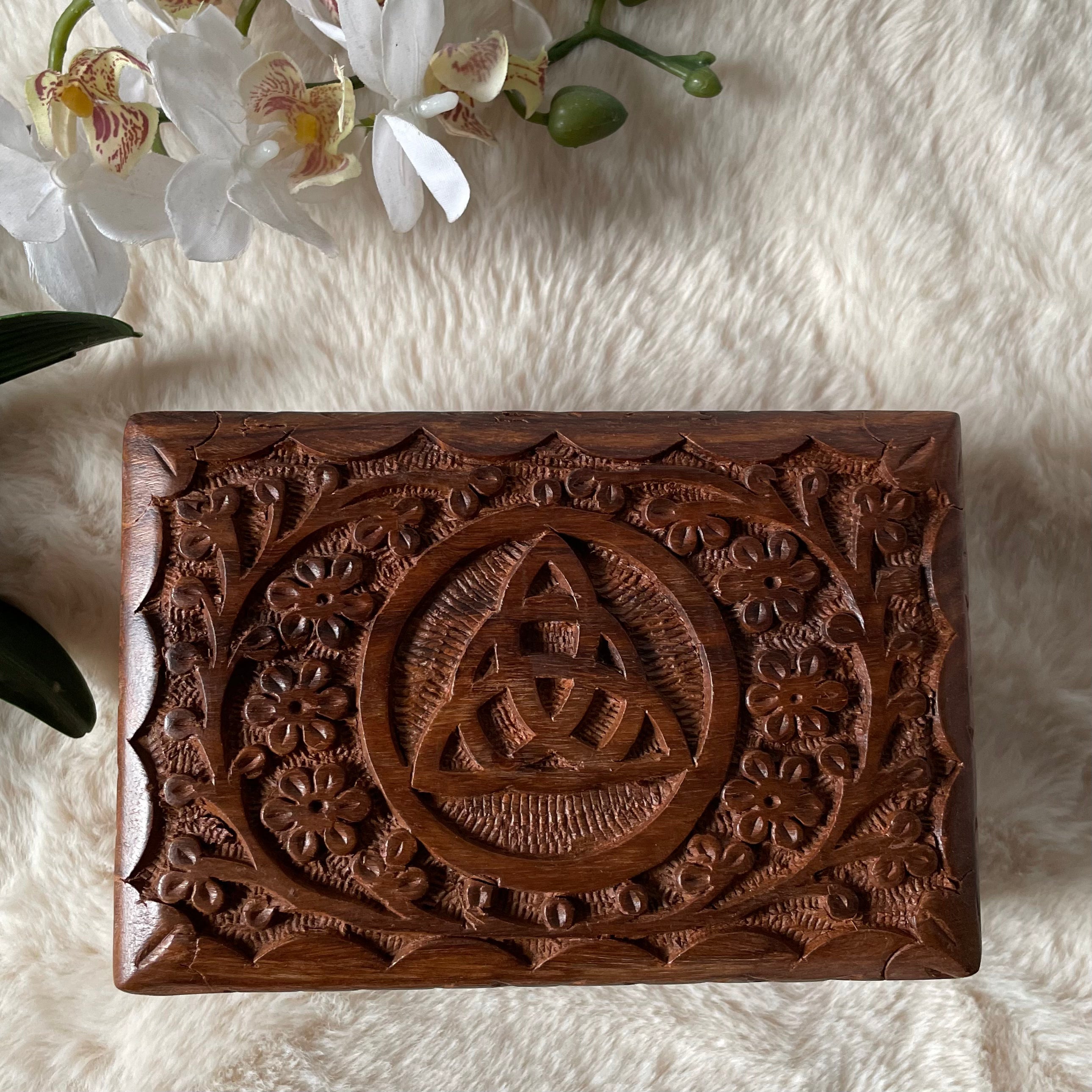 Triquetra Carved Wooden Box