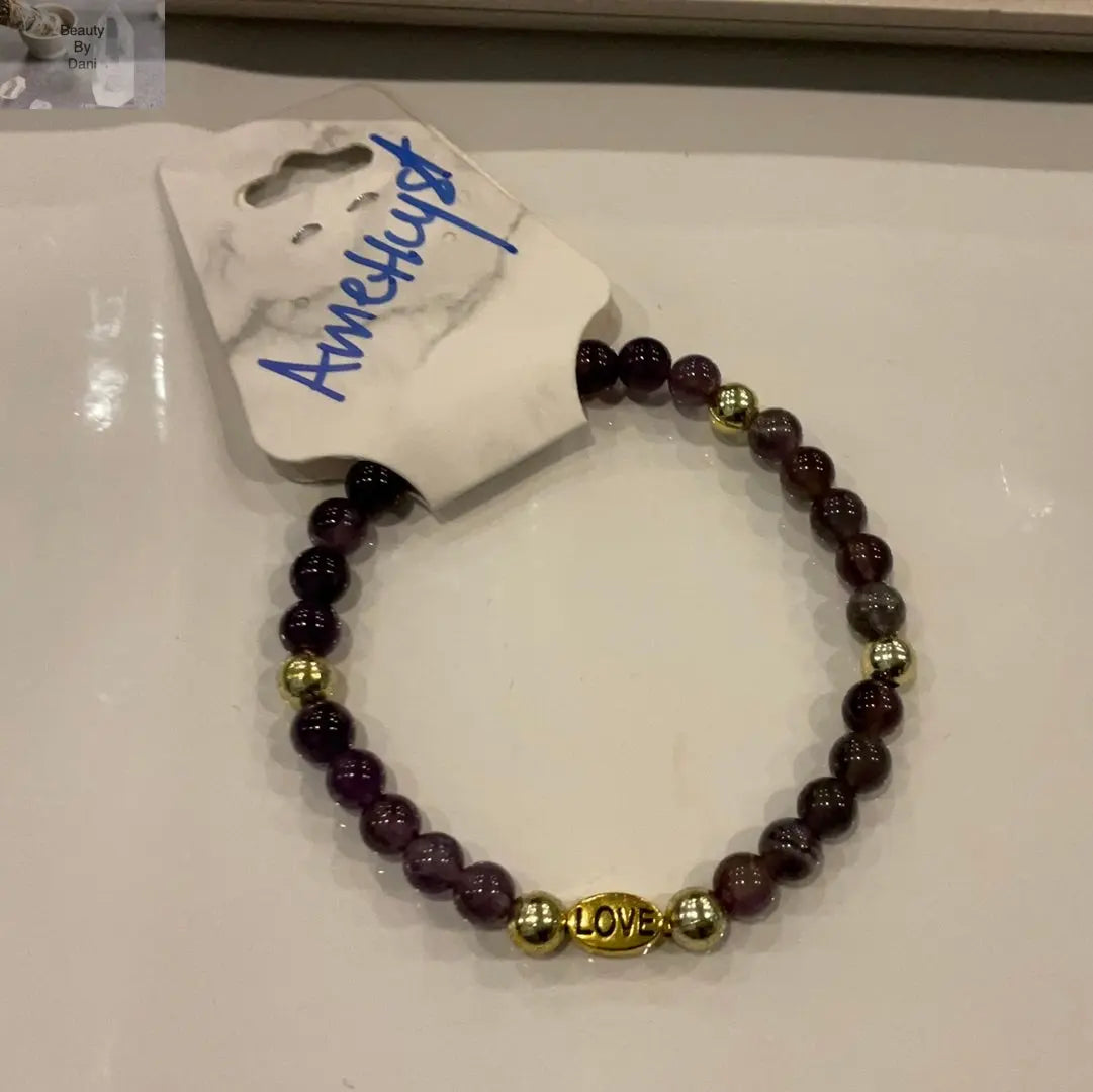 Amethyst Love Bracelet with Stainless Steel Spacer