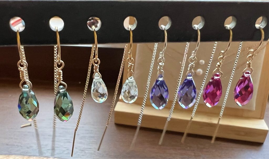 Swarovski Crystal Droplet Threader Earrings