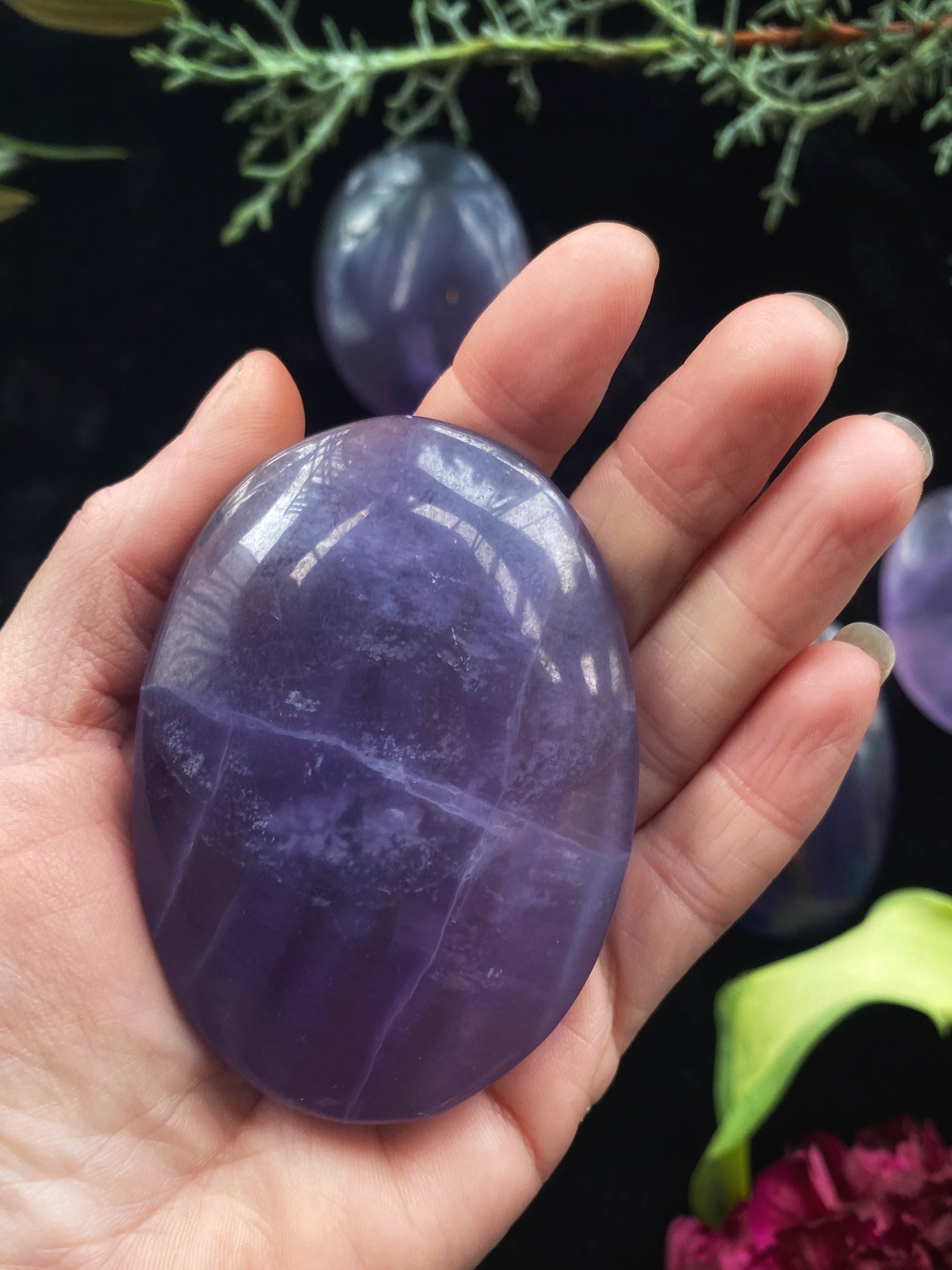Purple Fluorite Palm Stone | Crystals | Wiccan Center
