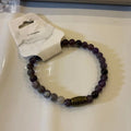Amethyst Beaded Bracelet with Stainless Steel Spacer