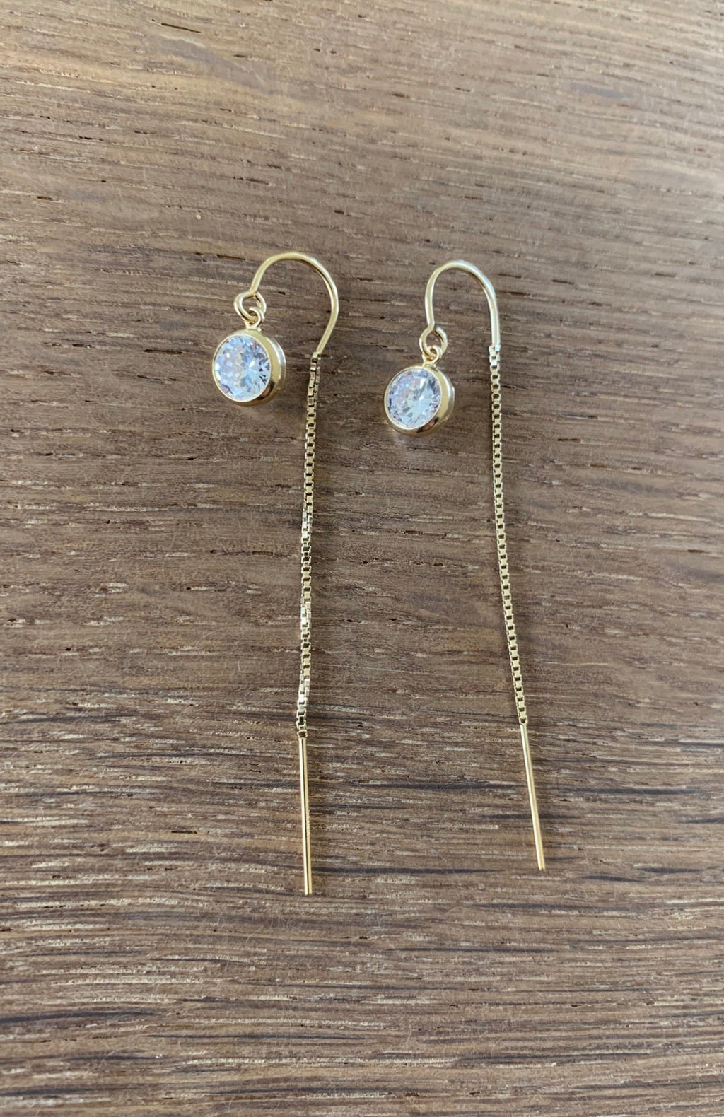 Rhinestone “Diamond” circle thread earrings