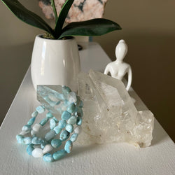 Tumbled Larimar Stretch Bracelet | Bracelets | Wiccan Center