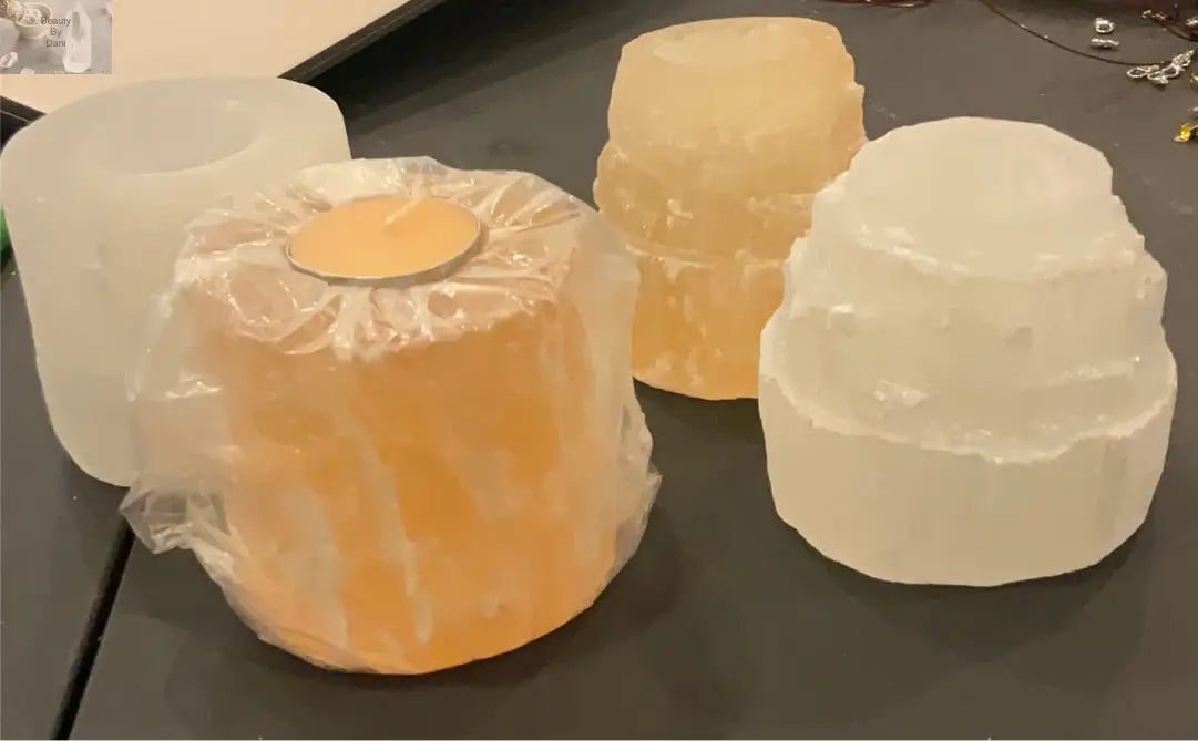 Selenite Candle Holder - Purifying Crystal Decor