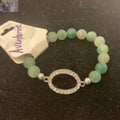 Green Aventurine Oval Rhinestone Spacer Bracelet