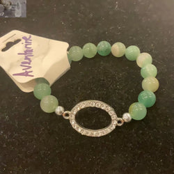 Green Aventurine Oval Rhinestone Spacer Bracelet | Bracelet | Wiccan Center