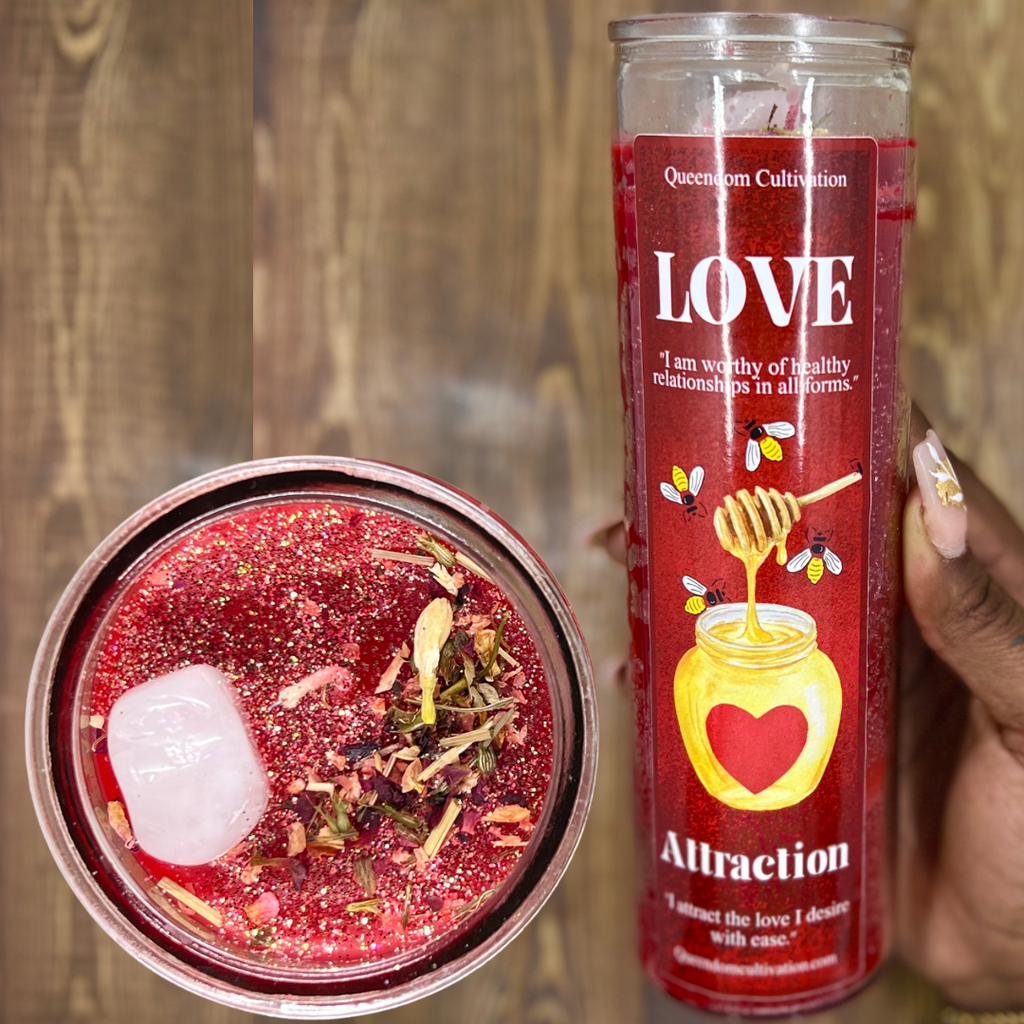 Love & Attraction Crystal Intention Candle | Candles | Wiccan Center