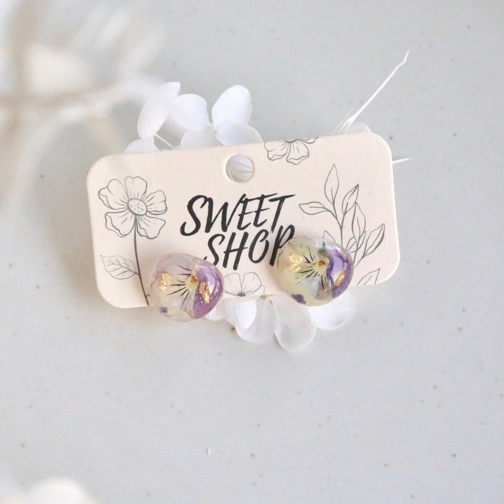 Real Flower Resin Stud Earrings | Earrings | Wiccan Center