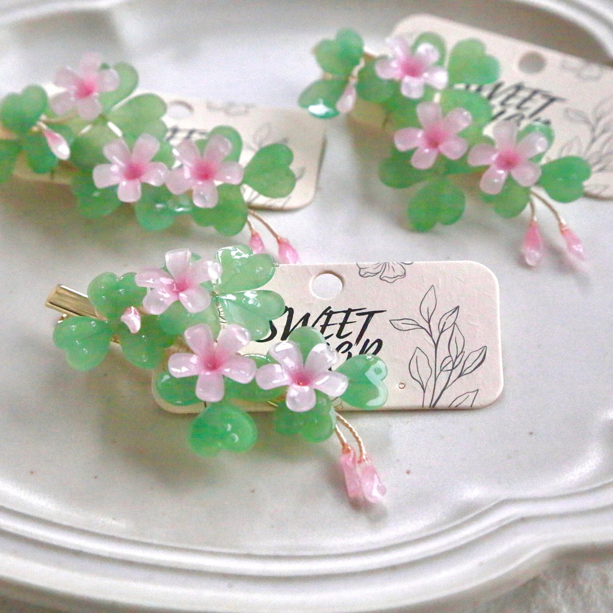SALE - Creeping Woodsorrel Hair Clips