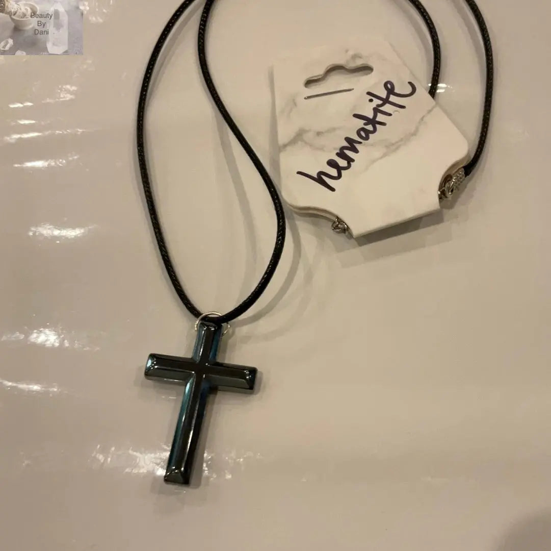 Hematite Cross Necklace for Confidence and Balance