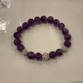 Amethyst & Rhinestone Bead Bracelet