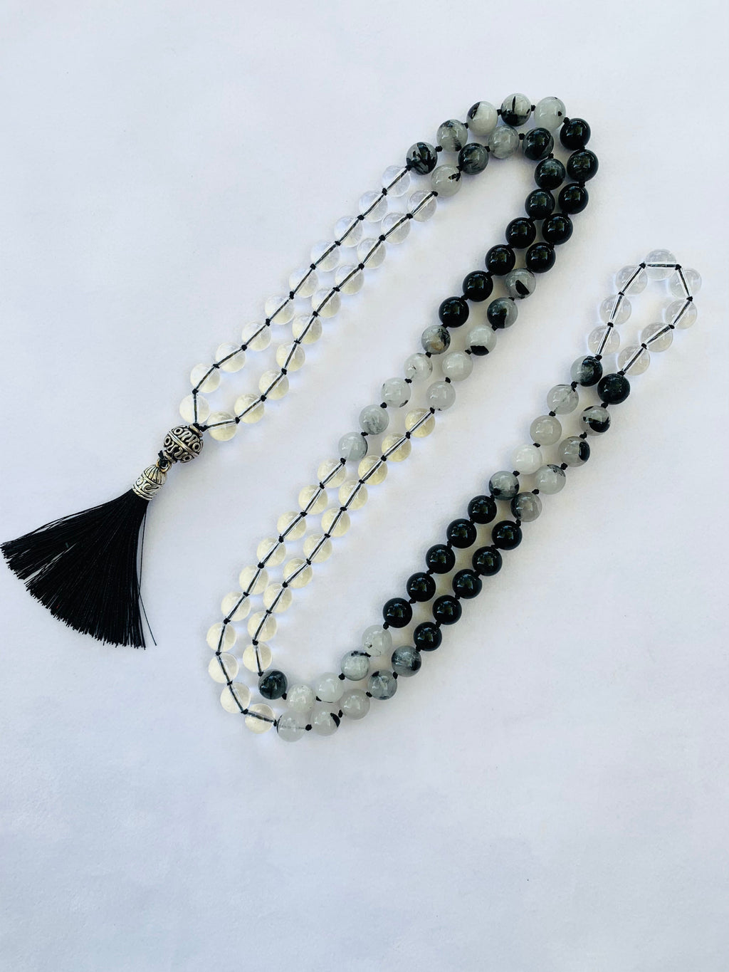 Theia Mala - Clarity - Rainbow Sheen Obsidian, Tourmalated Quartz, Clear Quartz | | Wiccan Center