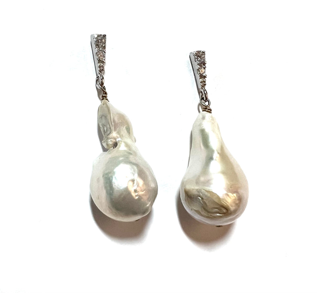 Baroque Pearl Rhinestone Encrusted Post earrings