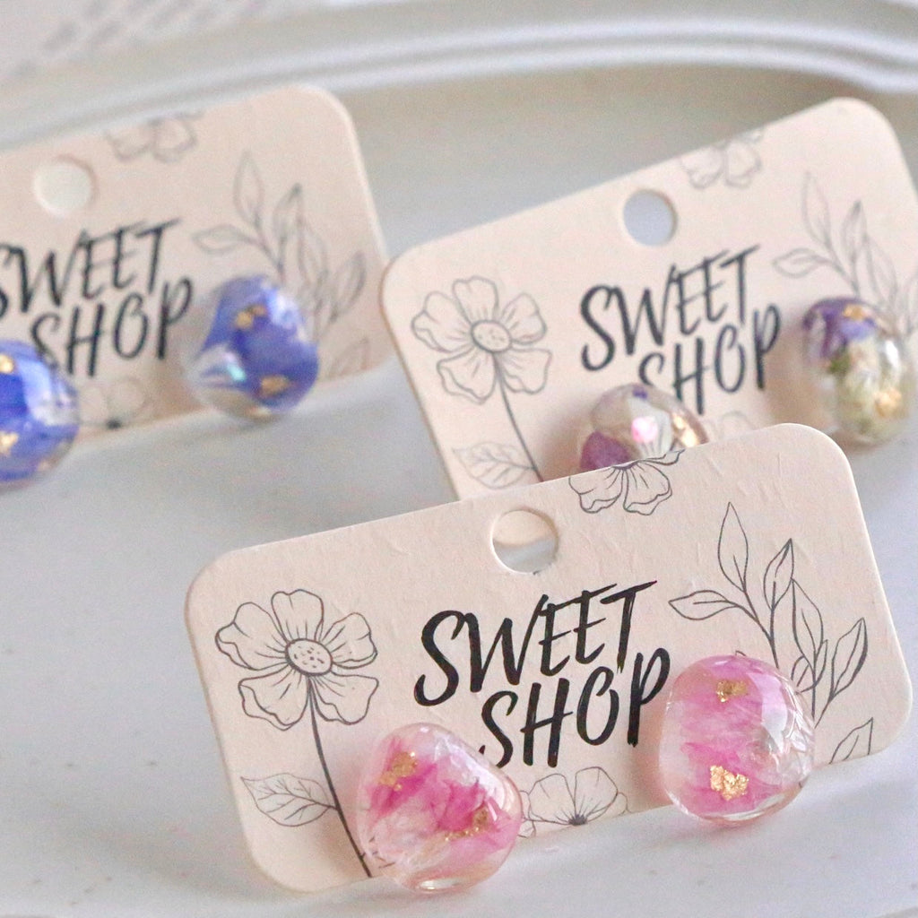 Real Flower Resin Stud Earrings | Earrings | Wiccan Center