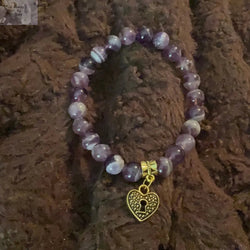 Amethyst Heart Bracelet – 8mm Beads | Bracelet | Wiccan Center