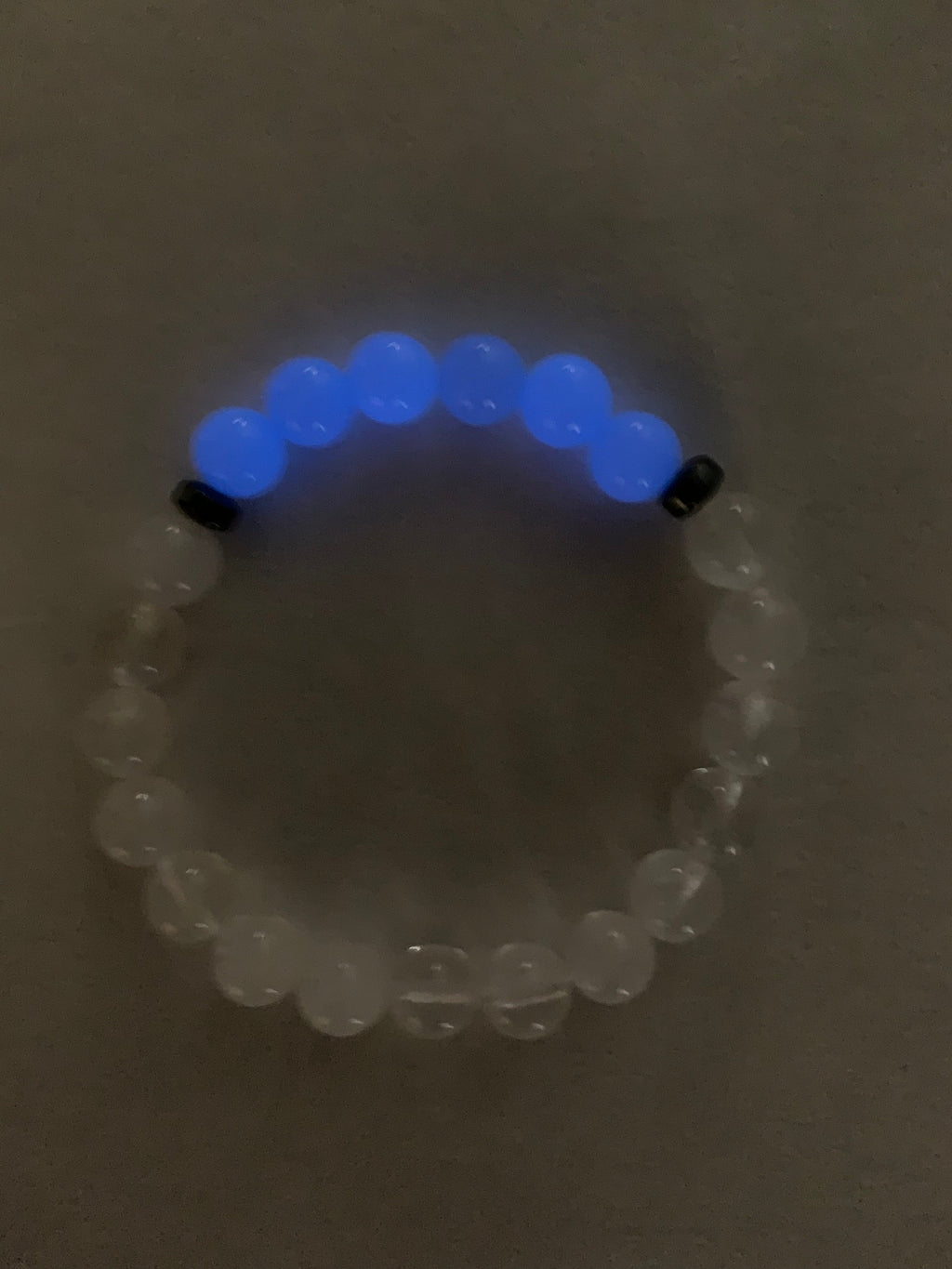 Aragonite Blue with Clear Quartz Bracelet 8 mm Round Beads - Naturally Glows in the Dark | Bracelets | Wiccan Center